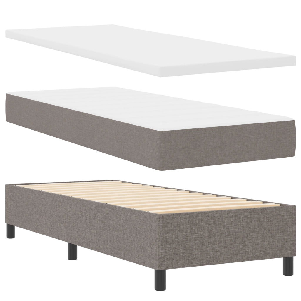 Letto Box Spring  con Materasso e LED in Tortora, 80x200 cm Tessuto