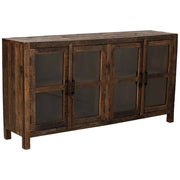 Credenza artigianale in legno con 4 ante marrone, 170x40x90h cm