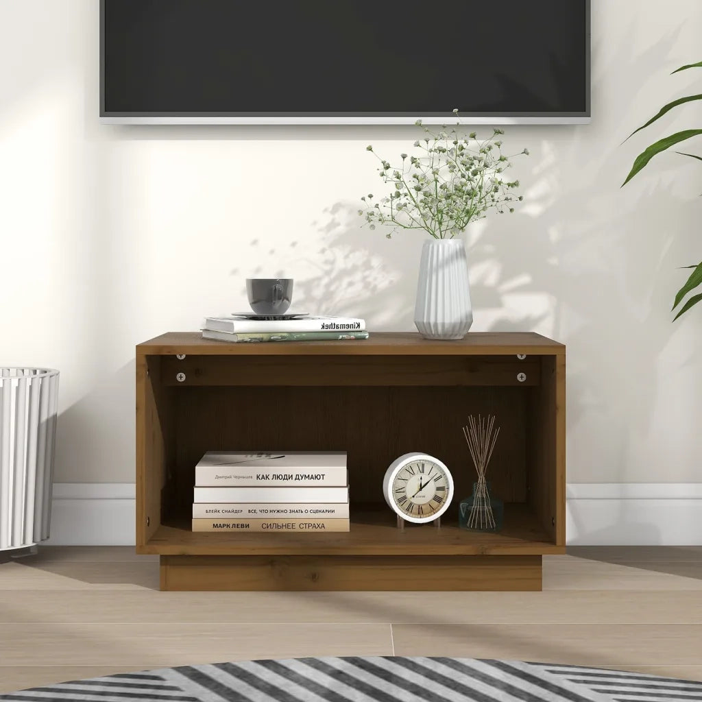 Mobile Porta TV Ambrato 60x35x35 cm in Legno Massello di Pino 813827