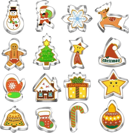 Forme di biscotto a forma di koekje, 16 pezzi Forme di biscotto a forma di koekje, Ideale per compilare un calendario dell'Avvento, Forme di biscotto per la compilazione di un calendario dell'Avvento, Cioccolato e biscotti di Natale