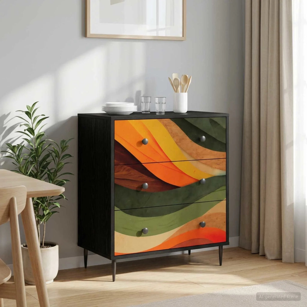 Cassettiera BONN Stampa retro wave 66 x 36,5 x 76 cm 8007381