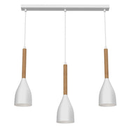 Lampada a sospensione bianca legno 56 cm 3xE27 Luminex