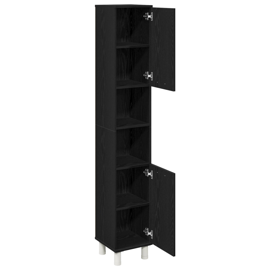 Mobile da bagno  Nero Rovere 30x30x179 cm in legno ingegnerizzato