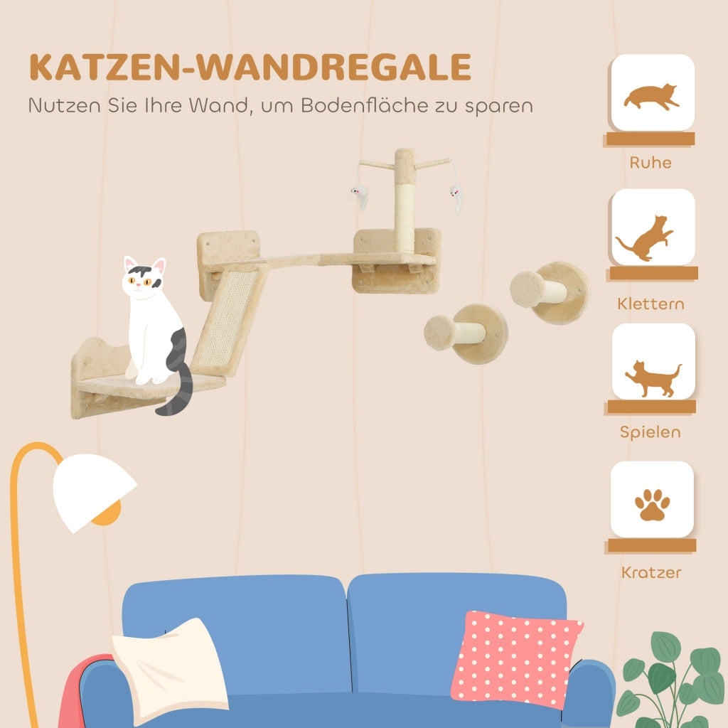 Tiragraffi per Gatti con Parete d'Arrampicata e Palle ¨C Zephmum ¨C Beige