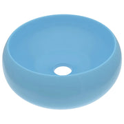 Lavabo da appoggio rotondo di lusso per bagno cucina guardaroba arredamento d'interni 40 x 15 cm ceramica azzurra opaca 02_0002742
