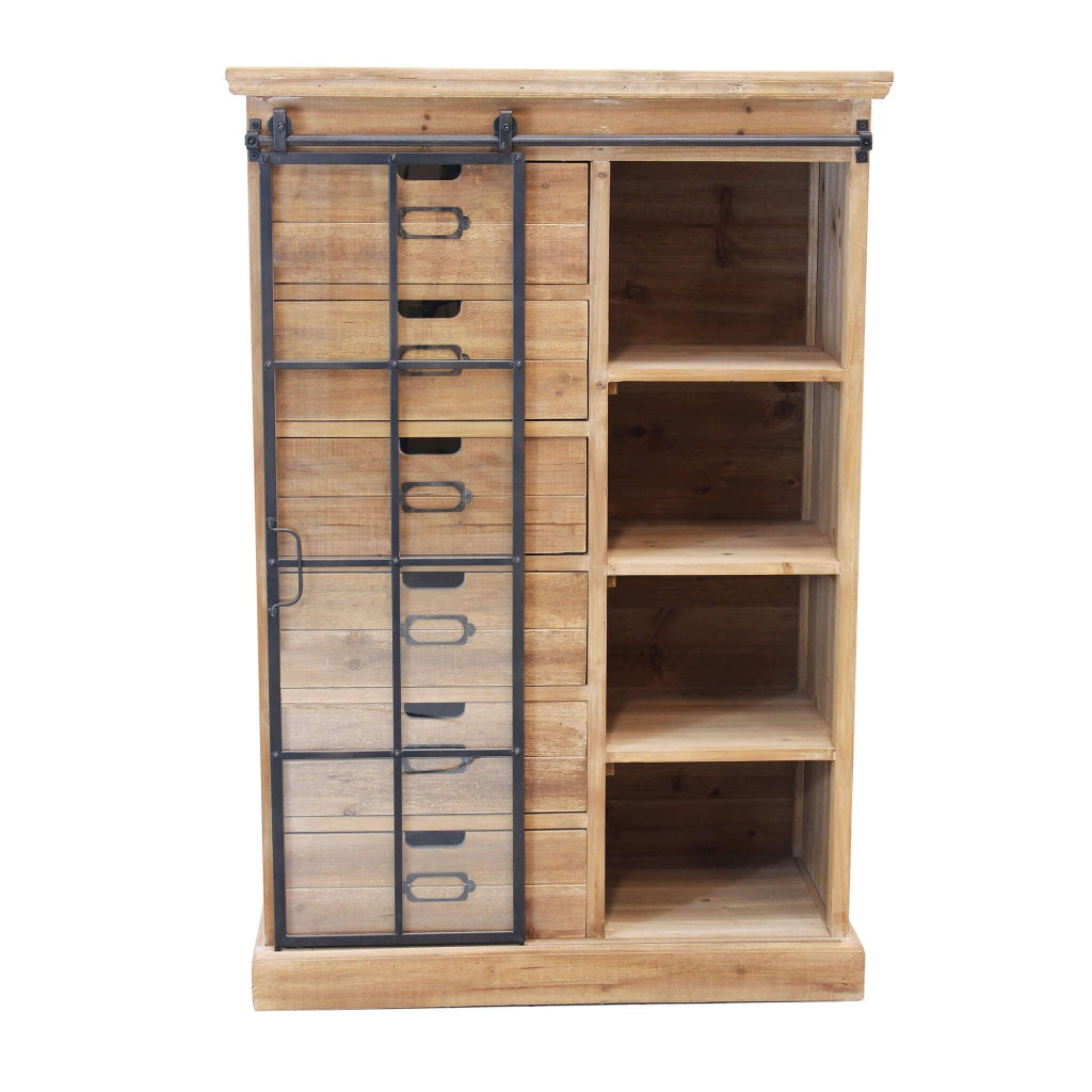 MOBILE CLAUDIUS CON ANTA SCORREVOLE E CASSETTI IN LEGNO 82 X 39,5 X H123 CM