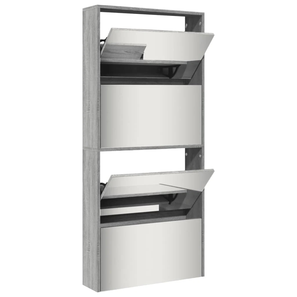 Scarpiera mobile contenitore per scarpe mobile ingresso/corridoio/soggiorno con specchio 4 ripiani finitura rovere Sonoma 63 x 17 x 134 cm grigio 02_0021888