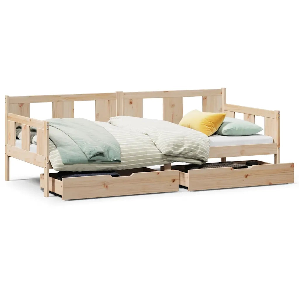 Dormeuse con Cassetti 90x200 cm Legno Massello Pino