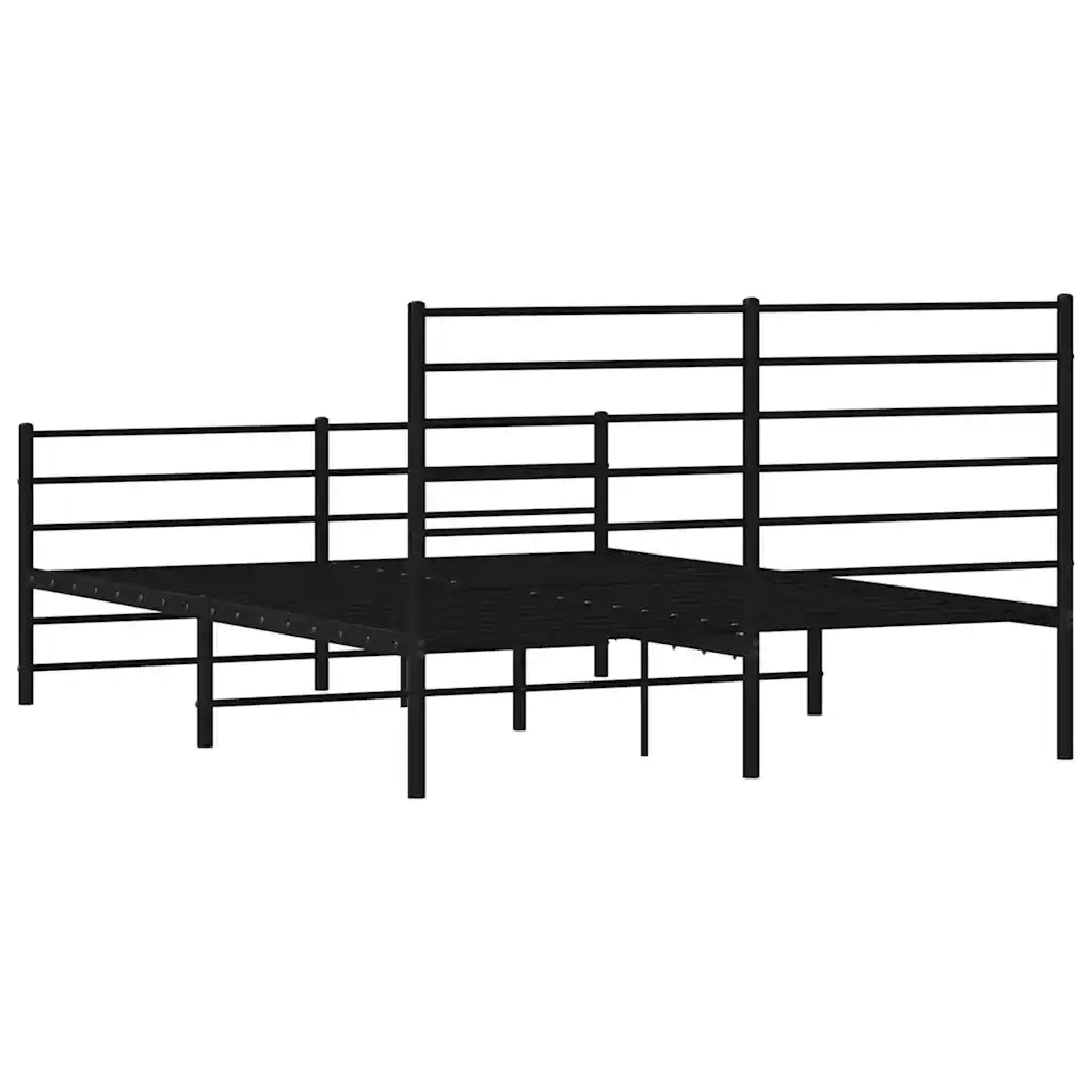 Giroletto con Testiera e Pediera-Struttura Letto Metallo Nero 120x190 cm 784232