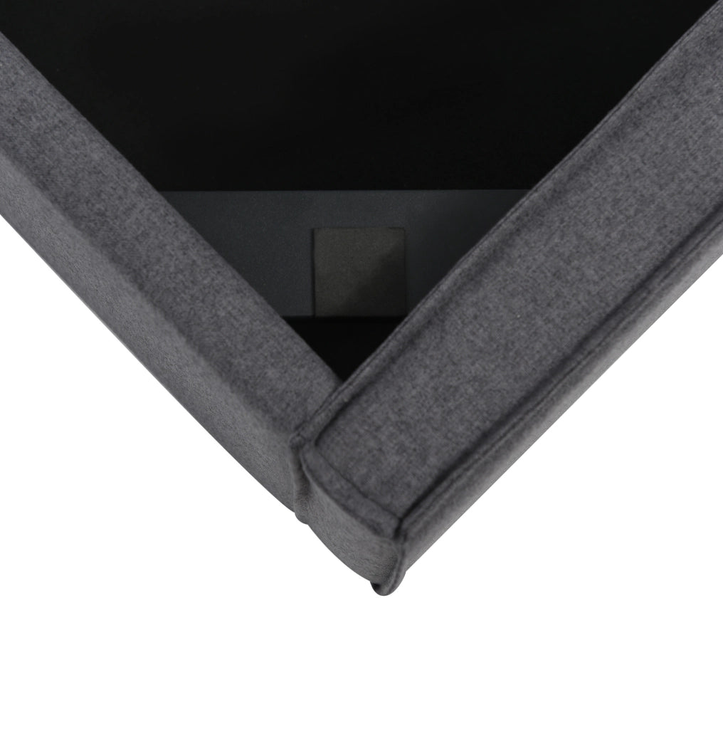 Letto matrimoniale imbottito con contenitore 140x200 cm in cotone; grigio