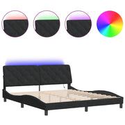 Letto matrimoniale | Letto per adulti | Giroletto con LED senza Materasso Nero 180x200 cm in Velluto