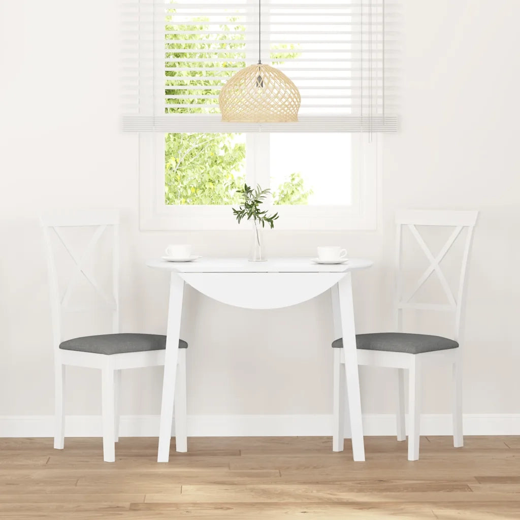 Sedie da Pranzo con Cuscini 2 pz Bianco Legno Massello di Hevea 4102405