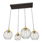 Lampada sospensione loft nero-oro 4 luci Nando E27 Emibig
