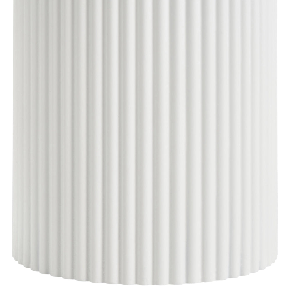 Tavolo da pranzo rotondo con gambe a colonna scanalate e a costine design minimalista MDF 120 cm bianco design minimalista