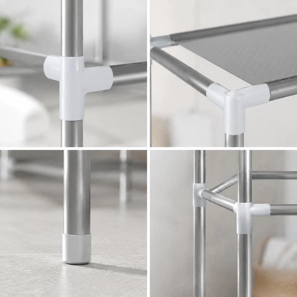 Washing Machine Shelf 3 Shelves Silver 69x28x169 Cm
