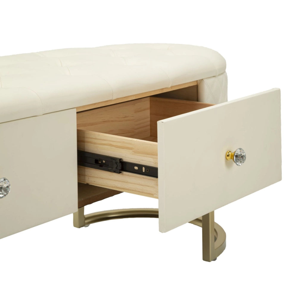 Panca con Portaoggetti VKH302, Bianco, Legno, 120x40x43 cm