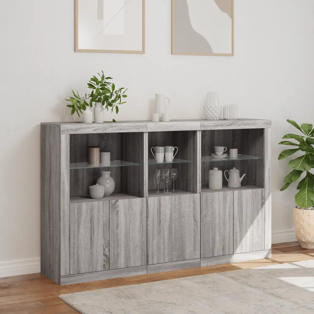 Credenza con Luci LED Grigio Sonoma 162x37x100 cm 3209147