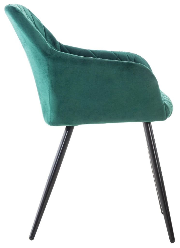 Sedia da pranzo Shila fodera a rombi Velluto,verde