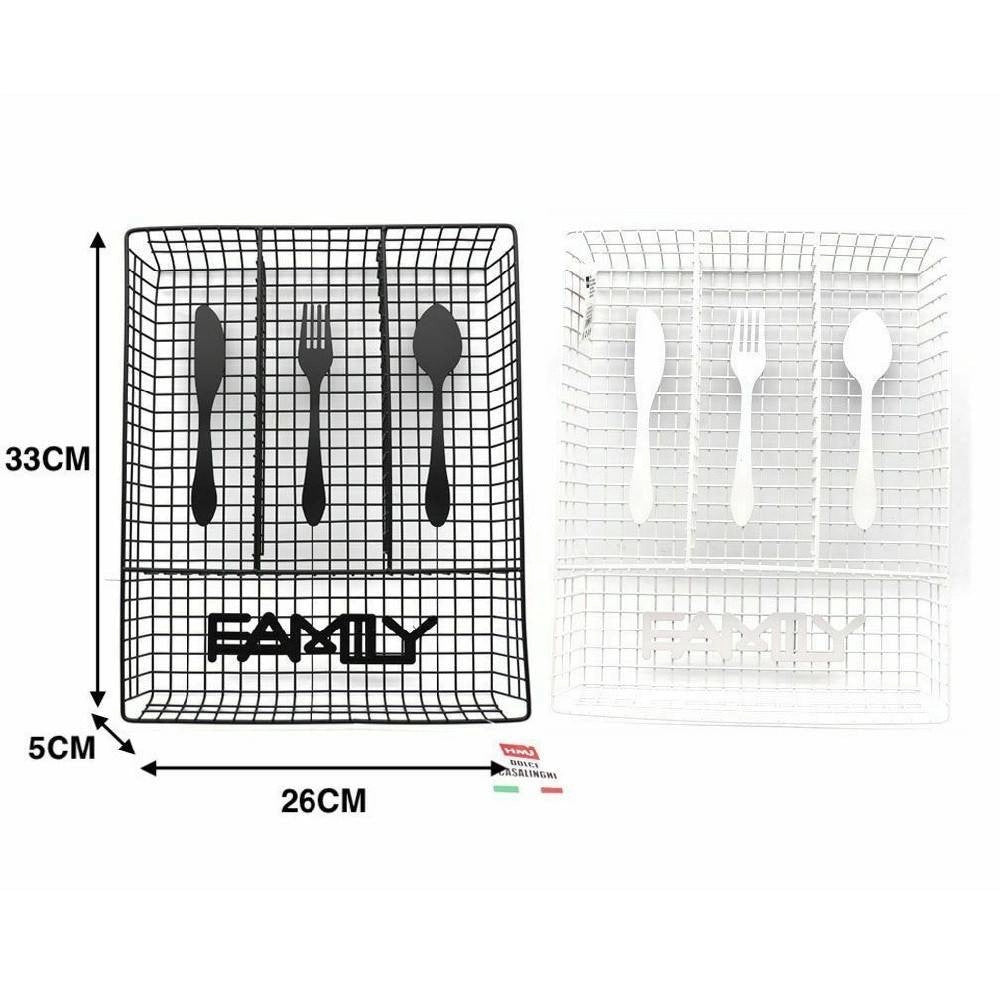 Trade Shop - Porta Posate Da Cassetto In Metallo 4 Scomparti 33 X 26 Cm Colorato Cucina Casa -