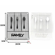 Trade Shop - Porta Posate Da Cassetto In Metallo 4 Scomparti 33 X 26 Cm Colorato Cucina Casa -
