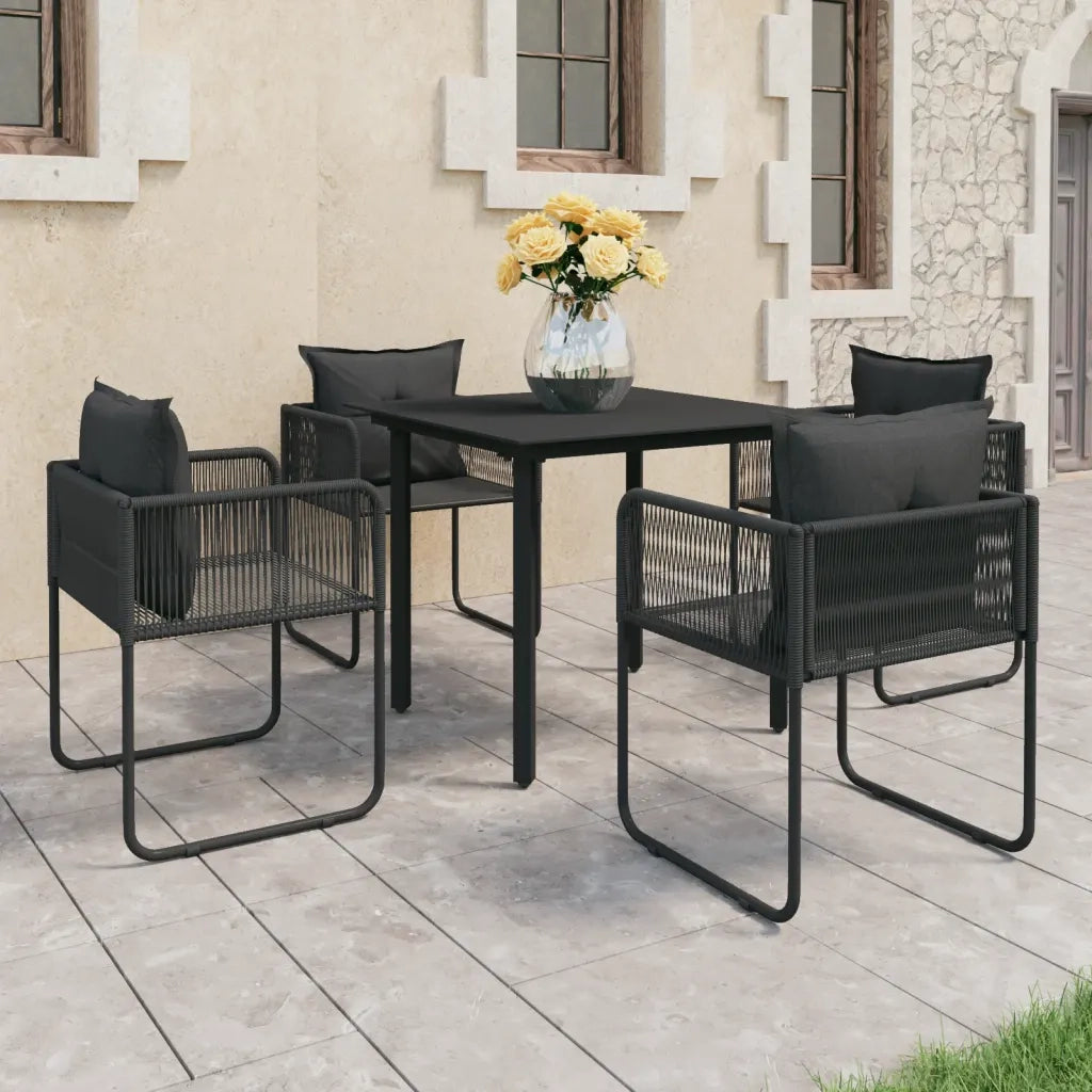 Set da Pranzo da Giardino 5 pz in Rattan PVC Nero 3060095