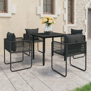 Set da Pranzo da Giardino 5 pz in Rattan PVC Nero 3060095