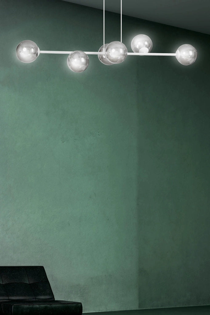 Emibig Rossi lampadario 6xE14 bianco vetro fumé 110cm