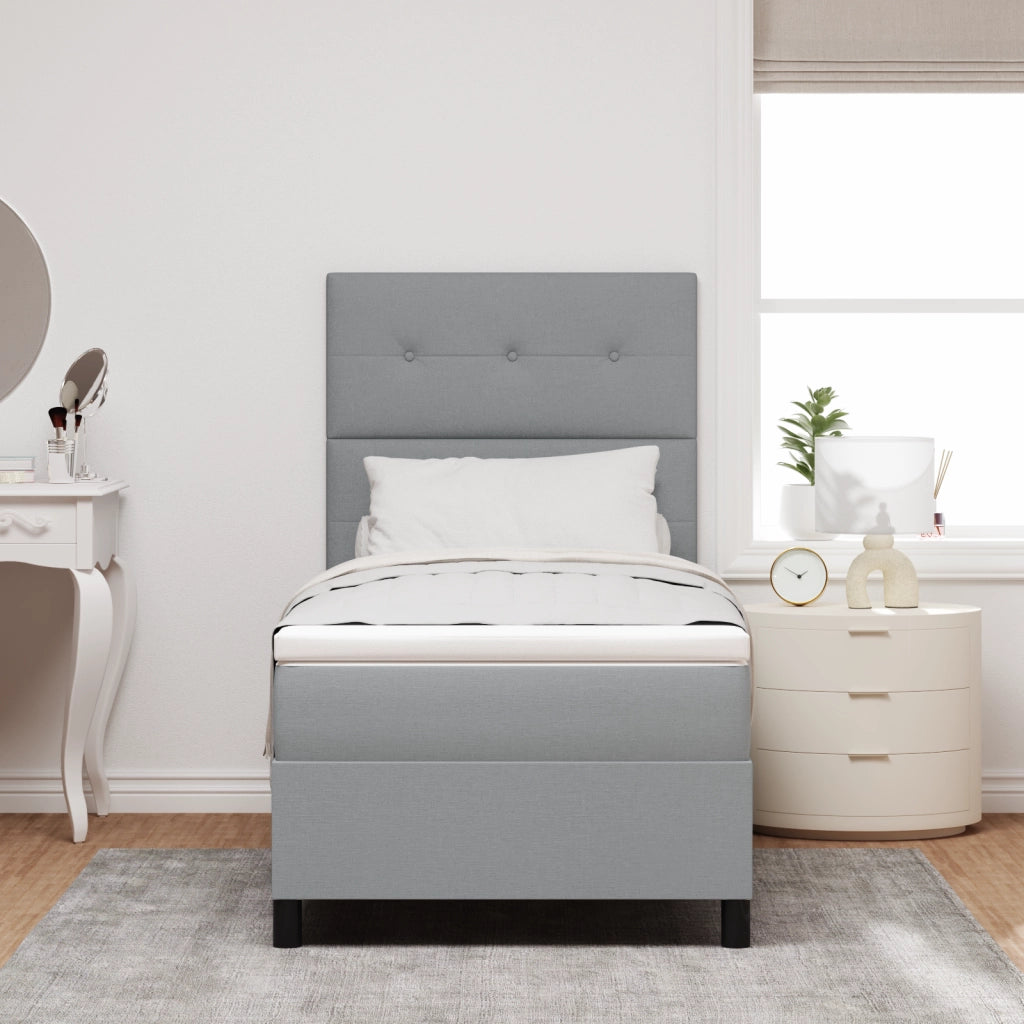 Letto con Box Spring e Materasso Grigio Chiaro 80x200 cm Tessuto