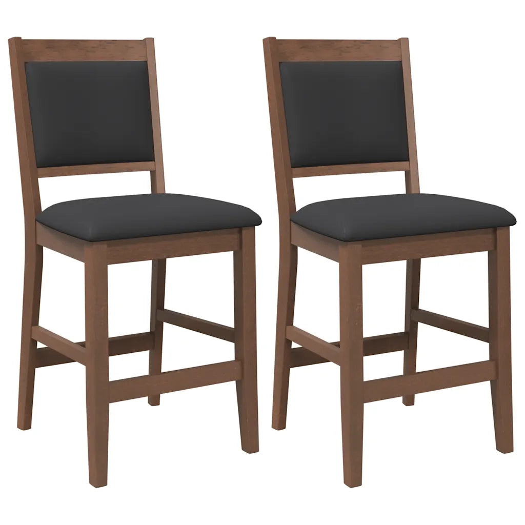 Sgabelli da Bar con Cuscini 2pz Marrone Legno Massello di Hevea