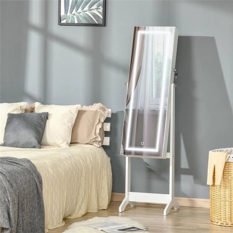 SPECCHIO PORTAGIOIE AUTOPORTANTE CON LUCE LED CON SERRATURA 46X36.5X151CM
