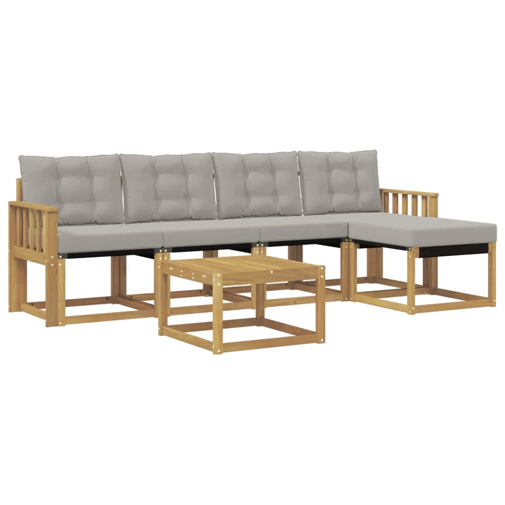 Set di divani da esterno 6 pz Bianco e Grigio Chiaro 3389401