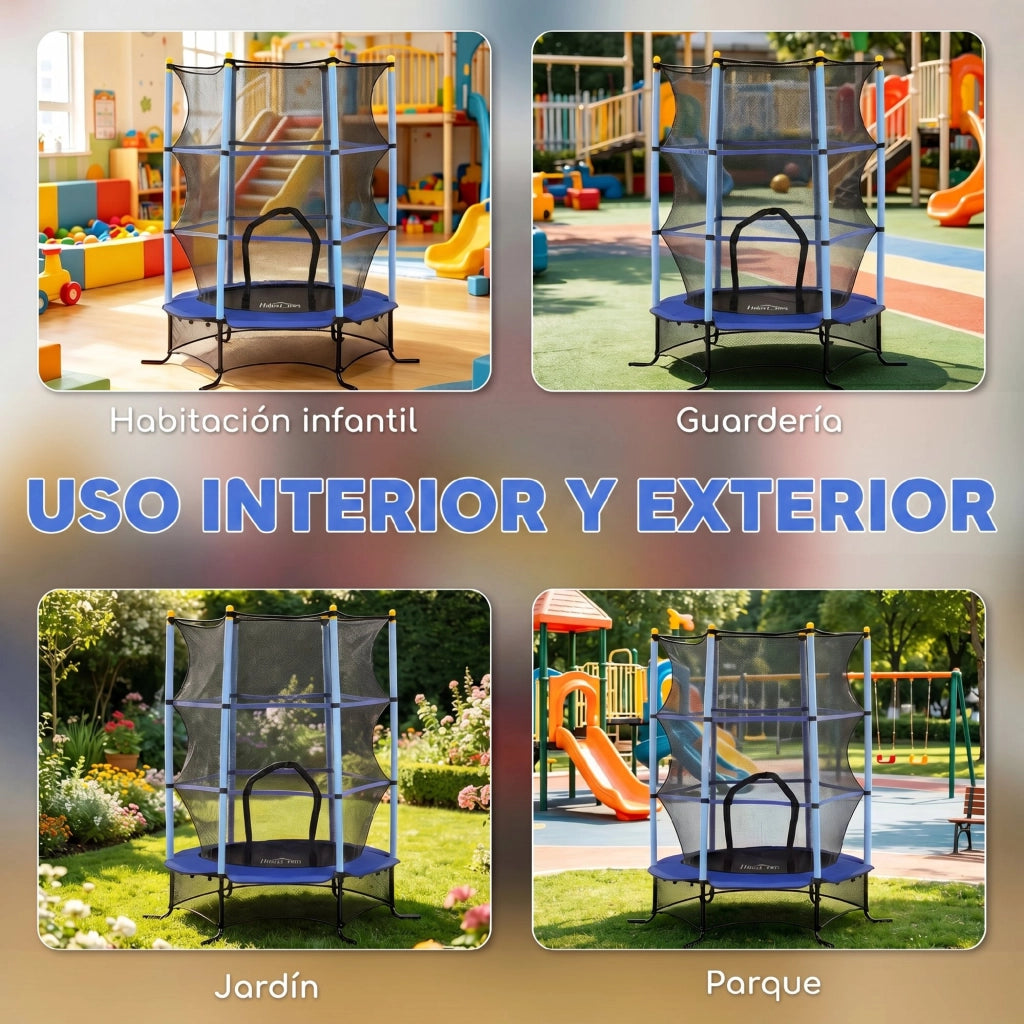 Trampolino per Bambini 163 cm con Rete di Sicurezza ¨C ZephMum ¨C Blu