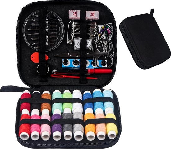 Set di cucito con accessori di cucito, set di cucito per principianti, viaggiatori, completo, con bobine di filo, aghi da cucito, filo, cuffia per dita, righello e altro.
