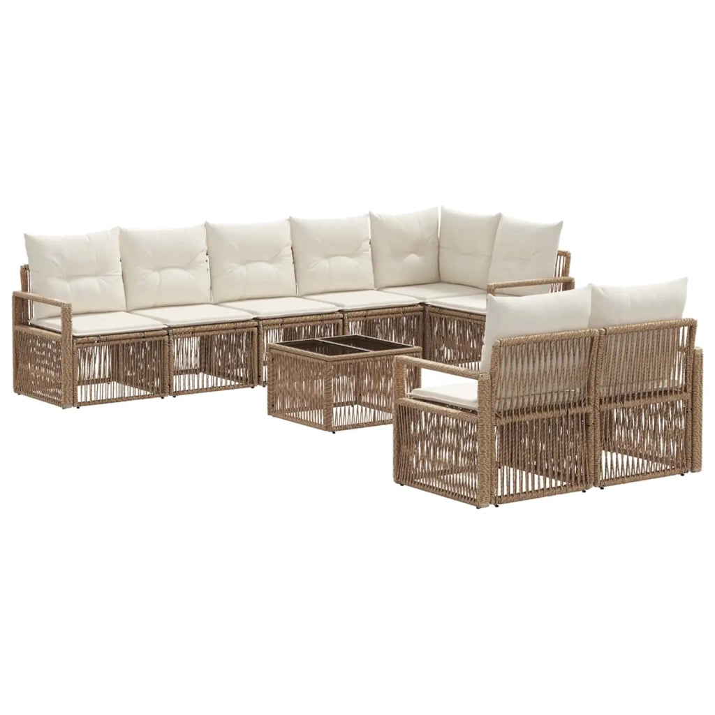 Set Divano da Giardino 9 pcs Beige polyrattan 3435777