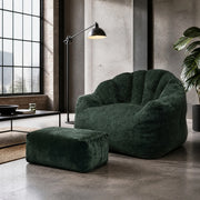 Poltrona con pouf poltrona relax con schienale a petalo e imbottitura soffice in ciniglia verde