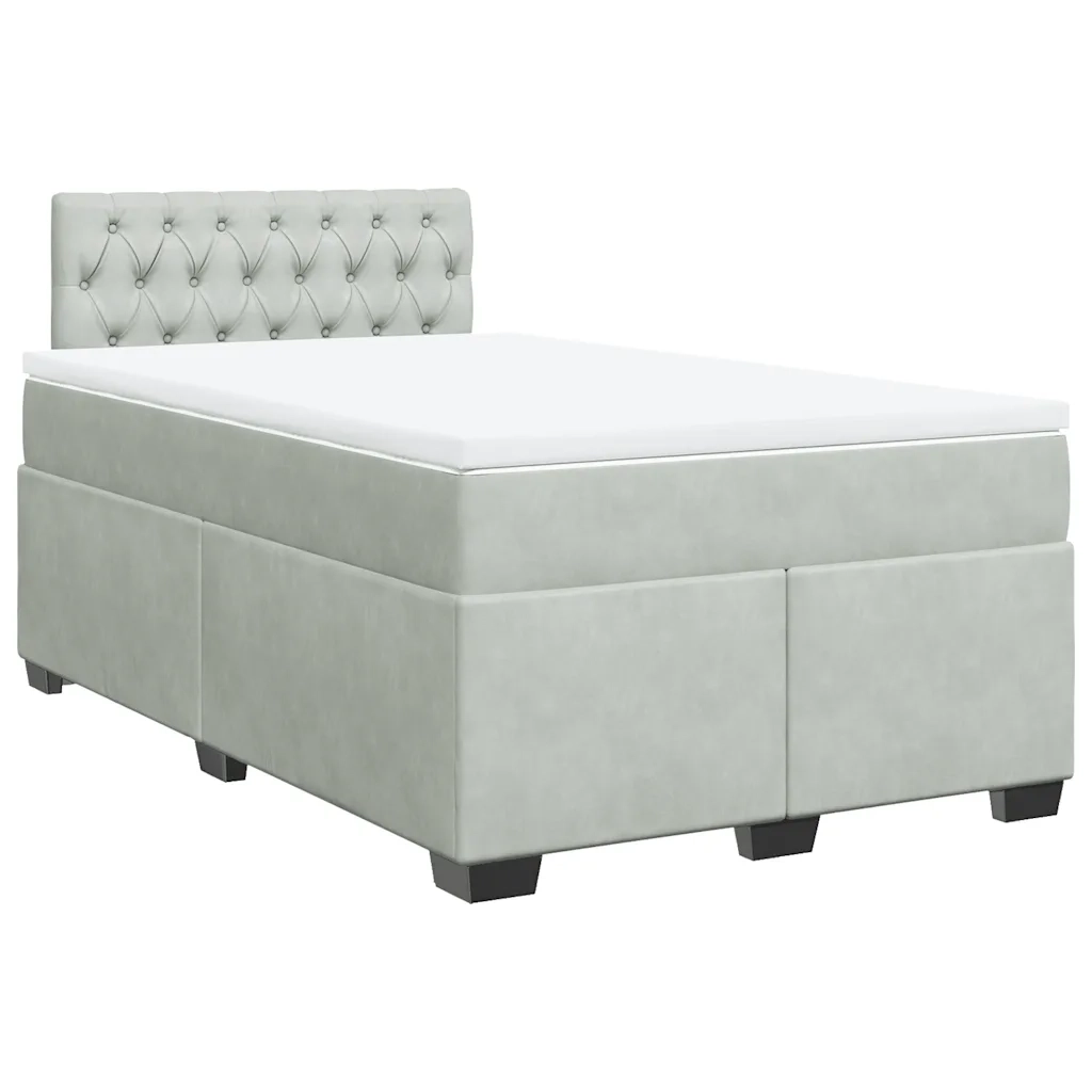 Giroletto a Molle con Materasso Grigio Chiaro 120x190cm Velluto 3288564
