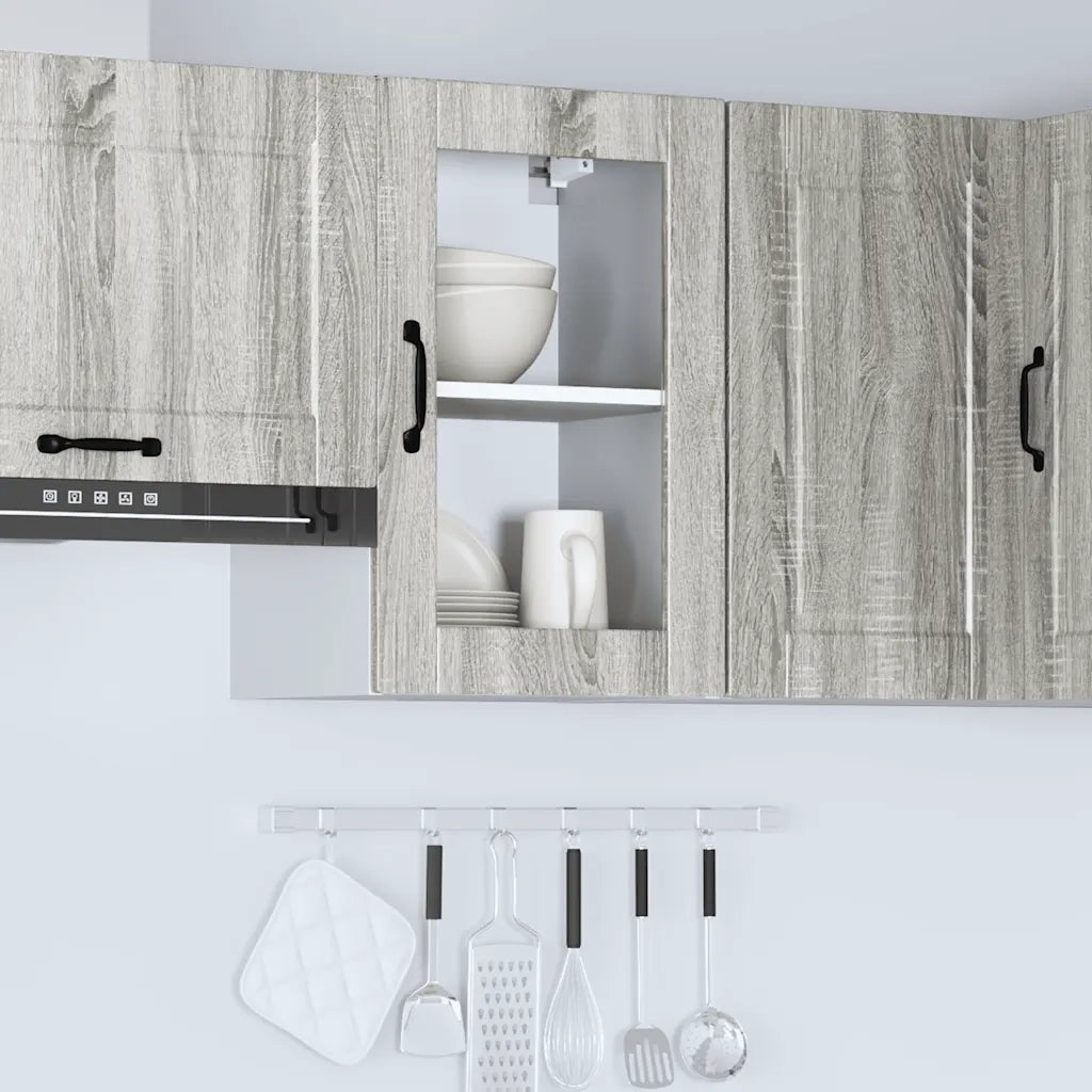vidaXL Pensile da Cucina con Porta in Vetro Porto Grigio Sonoma