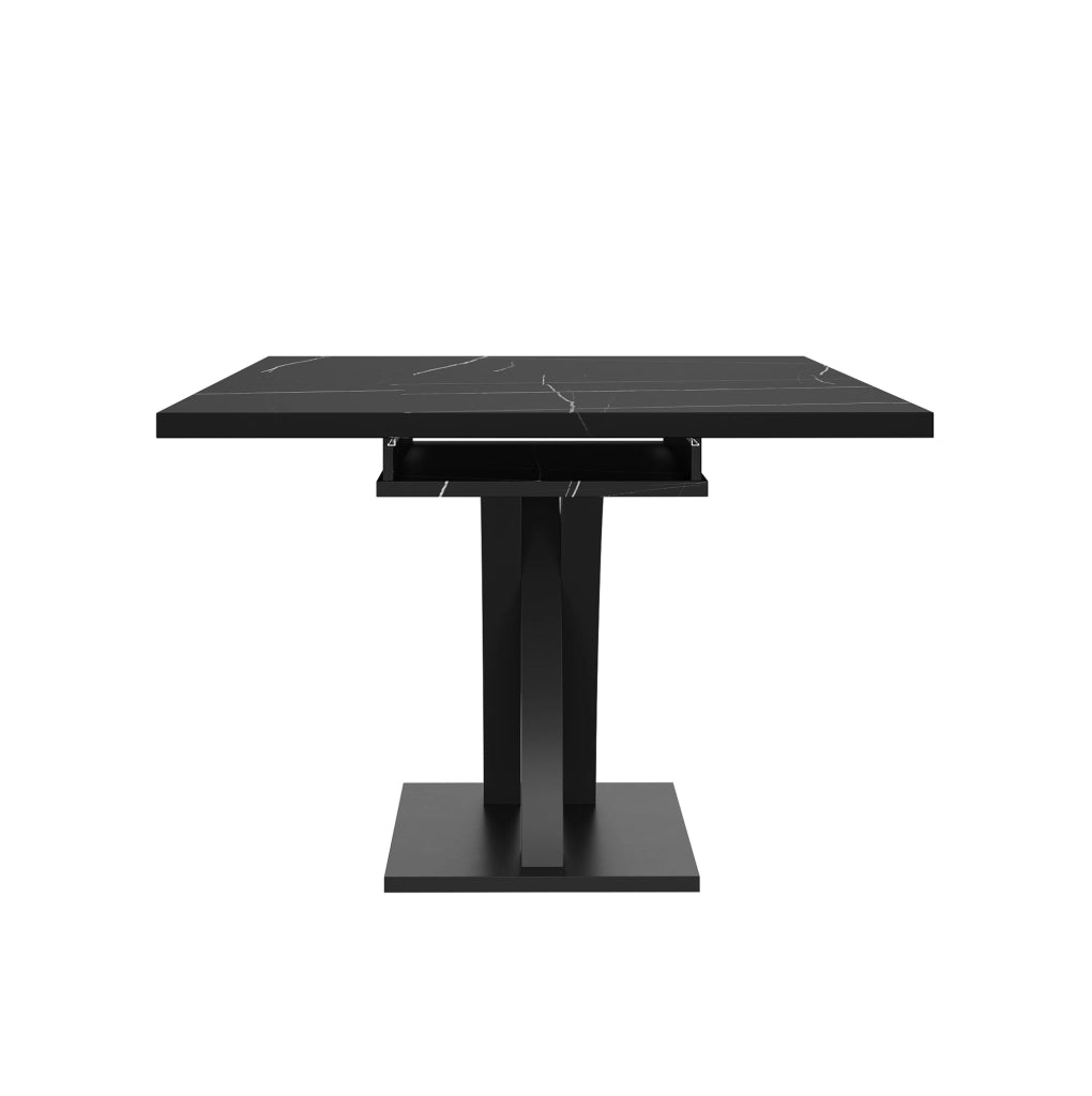 Tavolo da pranzo estensibile 120x80x76 cm; piano allungabile fino a 160 cm; MDF e metallo nero