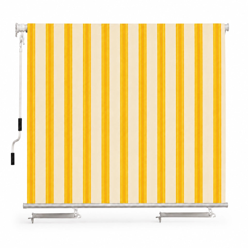 Tenda Parasole Avvolgibile Con Argano Manuale Telaio In Alluminio Copertura In Poliestere 280G Schermo UV Riparo Visivo Per Balcone Terrazzo Portico E Ambienti Esterni 295x250x50 Cm Giallo E Beige