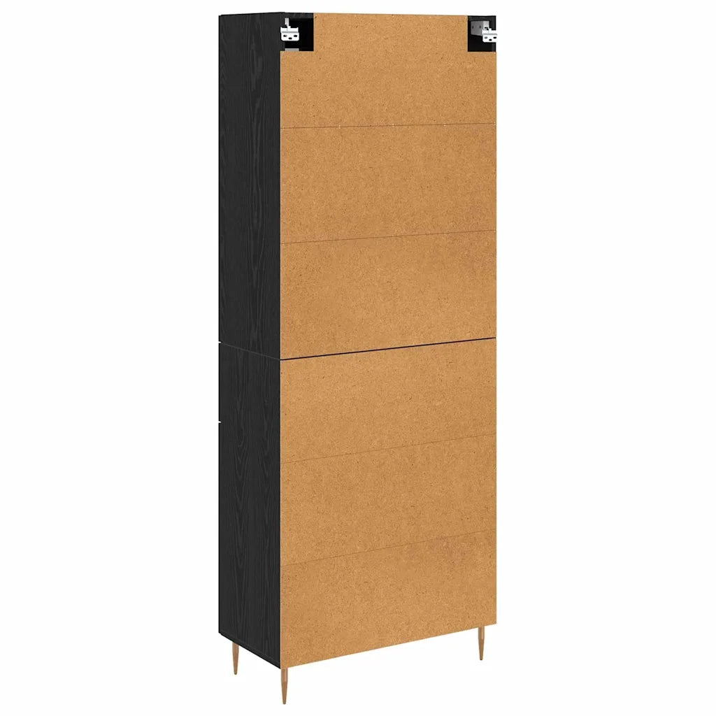 Credenza con cassetto 2 pcs Rovere Nero Legno multistrato