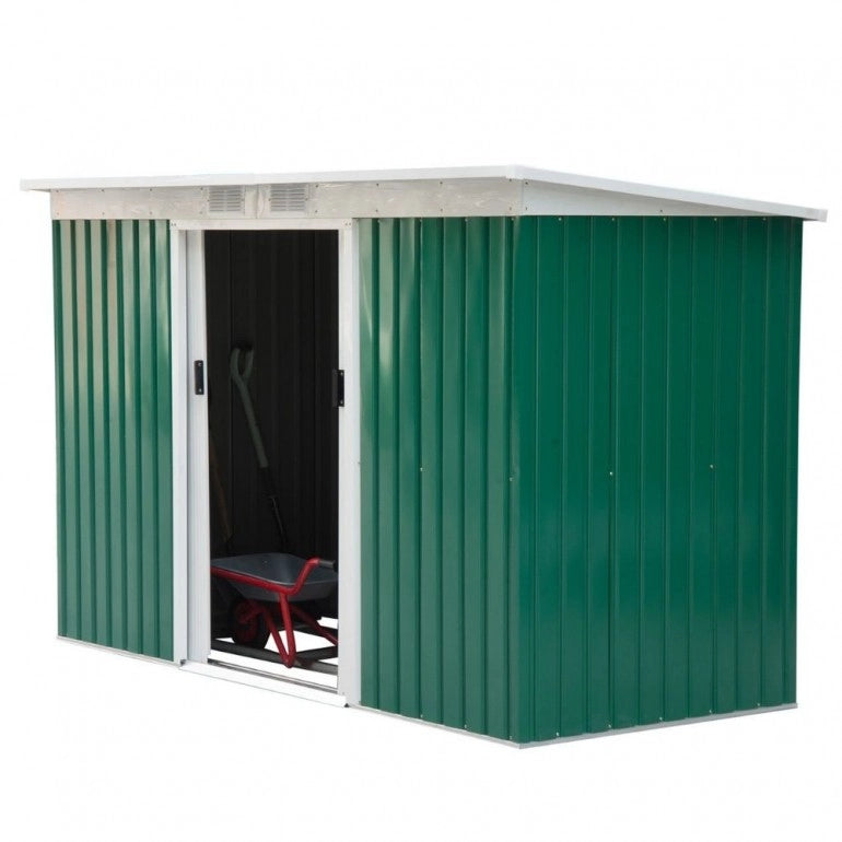 Casetta Porta Atrezzi da Giardino in Metallo Ezooza 277 x 130 x 173 cm in Lamiera di colore Verde