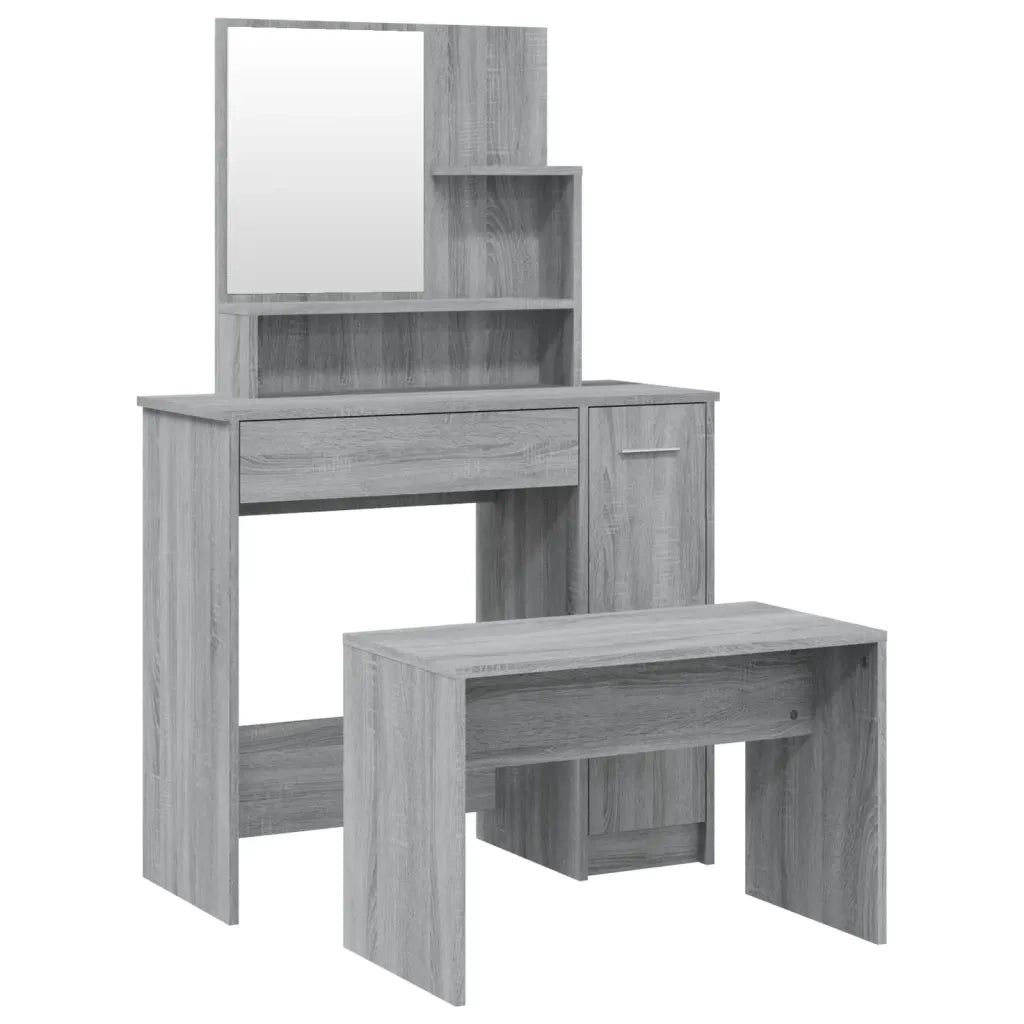 Set Tavolo da Toeletta Grigio Sonoma 86,5x35x136 cm 3114153