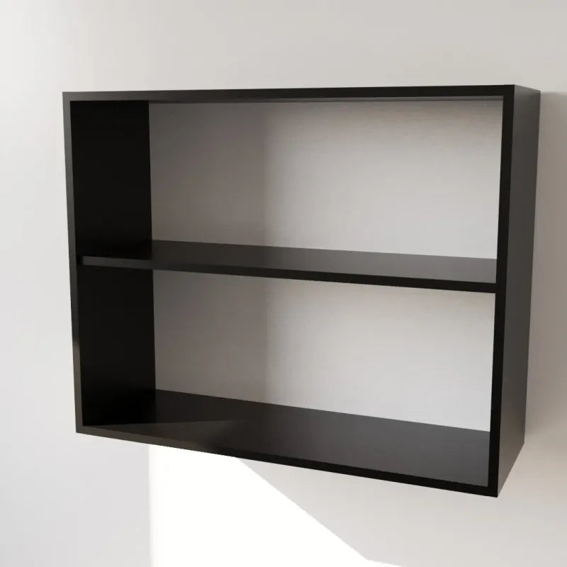 Pensile Cucina  in Legno Nobilitato Nero, Mobile Alto con 2 Ante, Pensile Componibile Moderno Made in Italy (H72XL80XP33cm)