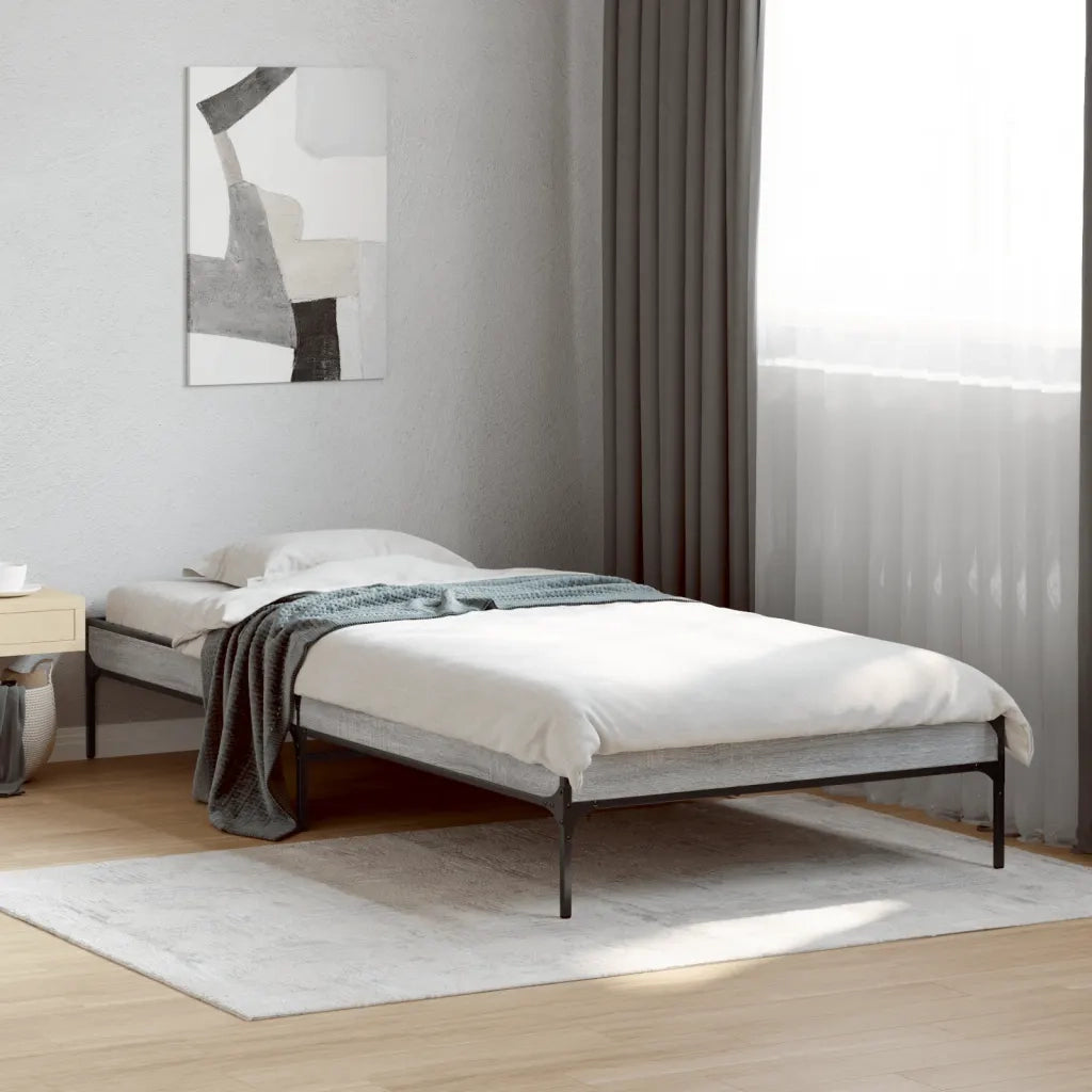 Giroletto-Struttura Letto Grigio Sonoma 75x190cm in Legno Multistrato e Metallo 575514