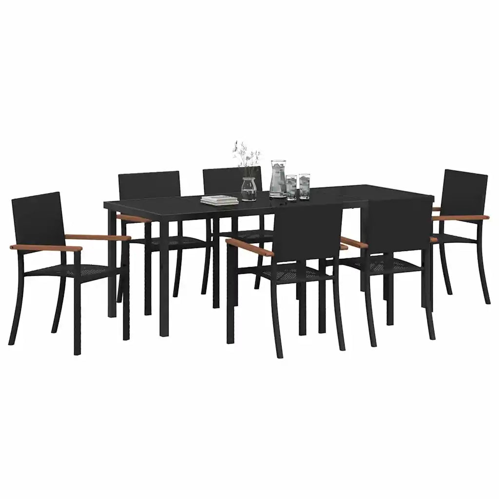 Set da Pranzo per Giardino 7 pcs Nero 3379420