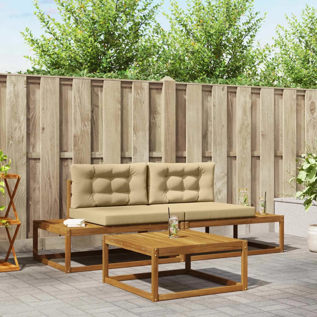 Set di divani da esterno con cuscino Naturale e Beige