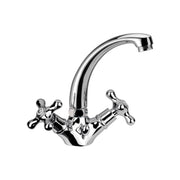 Rubinetto lavabo stile classico liberty con bocca pesante e scarico