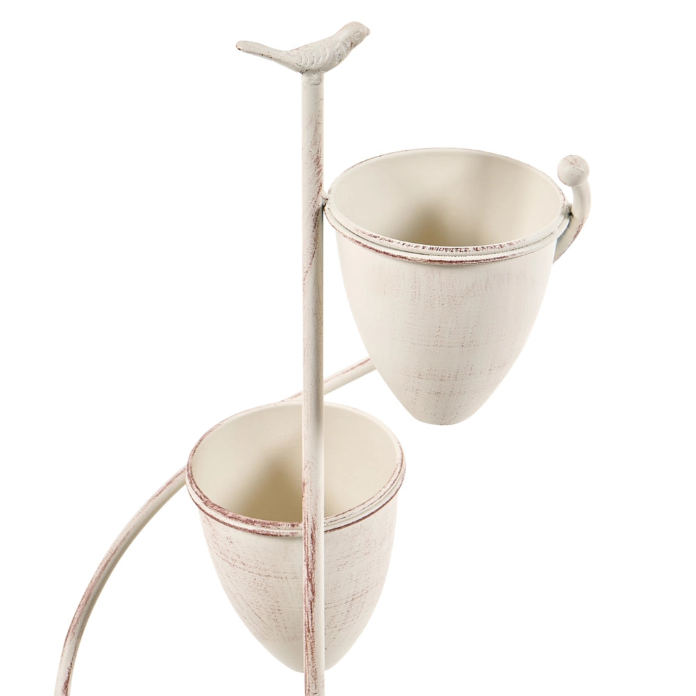 Portavasi a Cascata in Ferro Beige per Più Piante Stile Vintage Shabby Chic