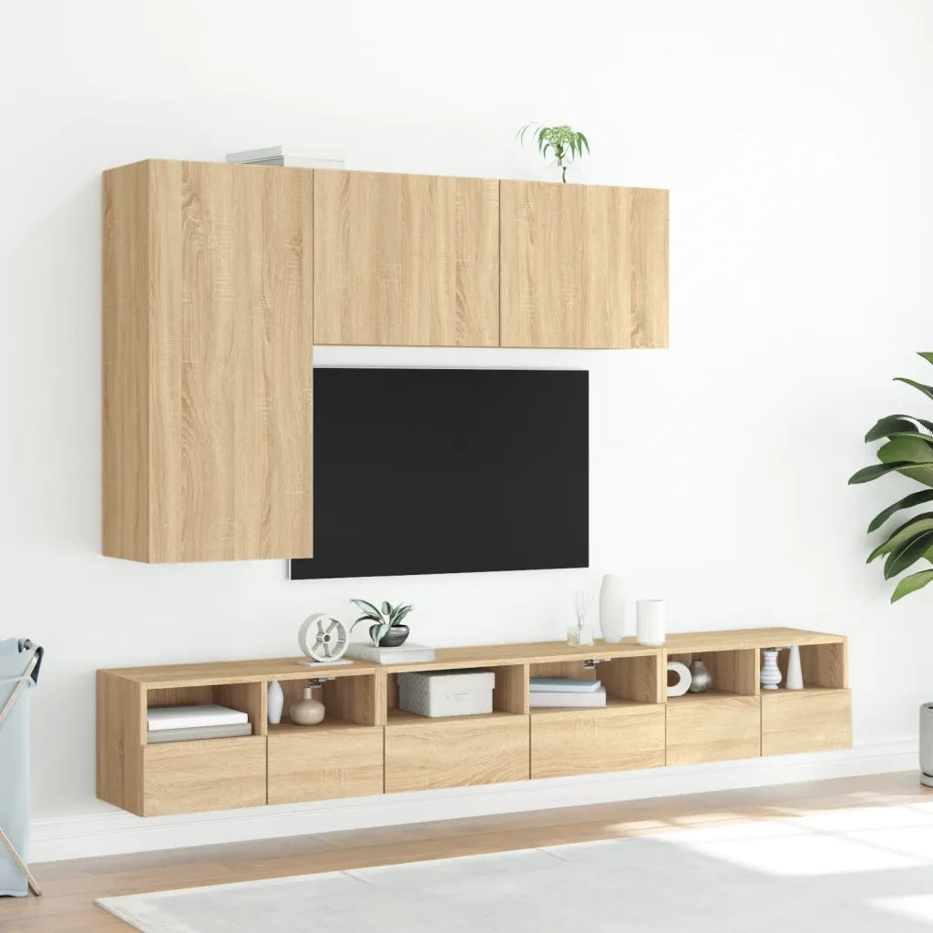 Mobili TV Parete 2pz Rovere Sonoma 60x30x30cm Legno Multistrato 836859