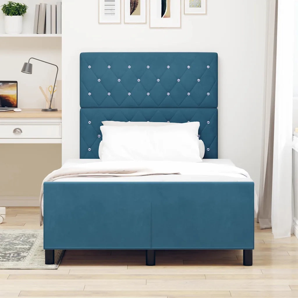 Letto a molle con testiera-Rete con Testiera Blu Scuro 120 x 200 cm Velluto 380136